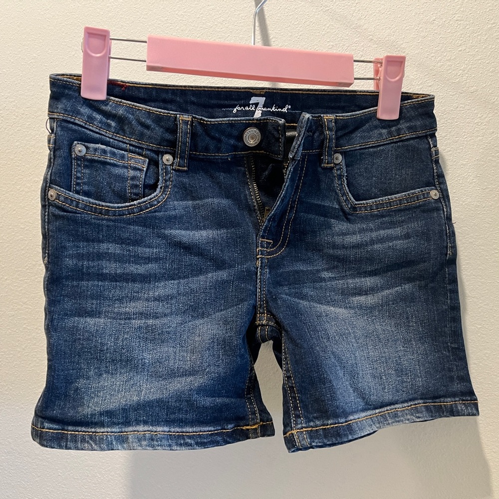 7 for all Mankind ‎ Denim Short Shorts Girls Size 10. Jean Rollup Festival Wear!